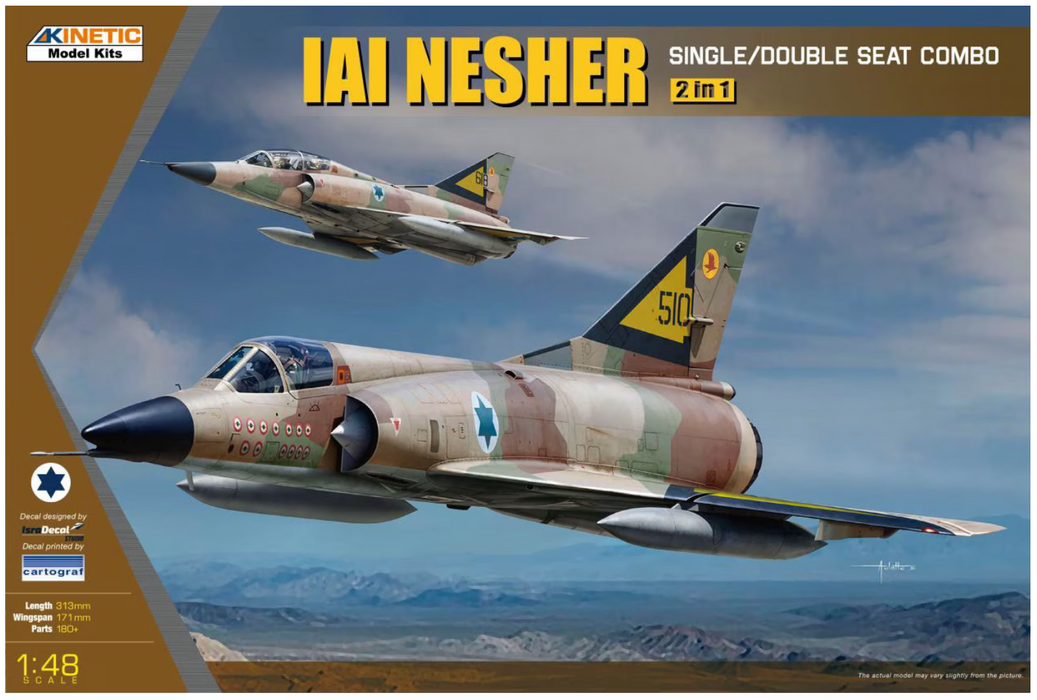 Kinetic 48056 1/48 IAI Nesher Single/Double Seat Combo 2in1 Model Aircraft Kit