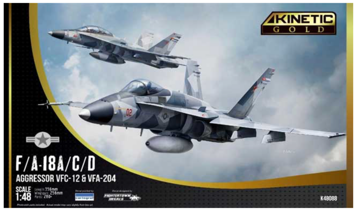 Kinetic 48088 1/48 F/A-18A/C/D Aggressor VFC-12 & VFA-204 Model Aircraft Kit