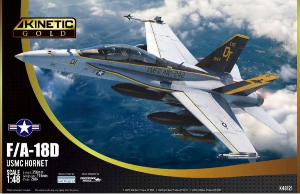 Kinetic 48121 1/48 F/A-18D Hornet VMFA(AW)-242 "Bats" Model Aircraft Kit