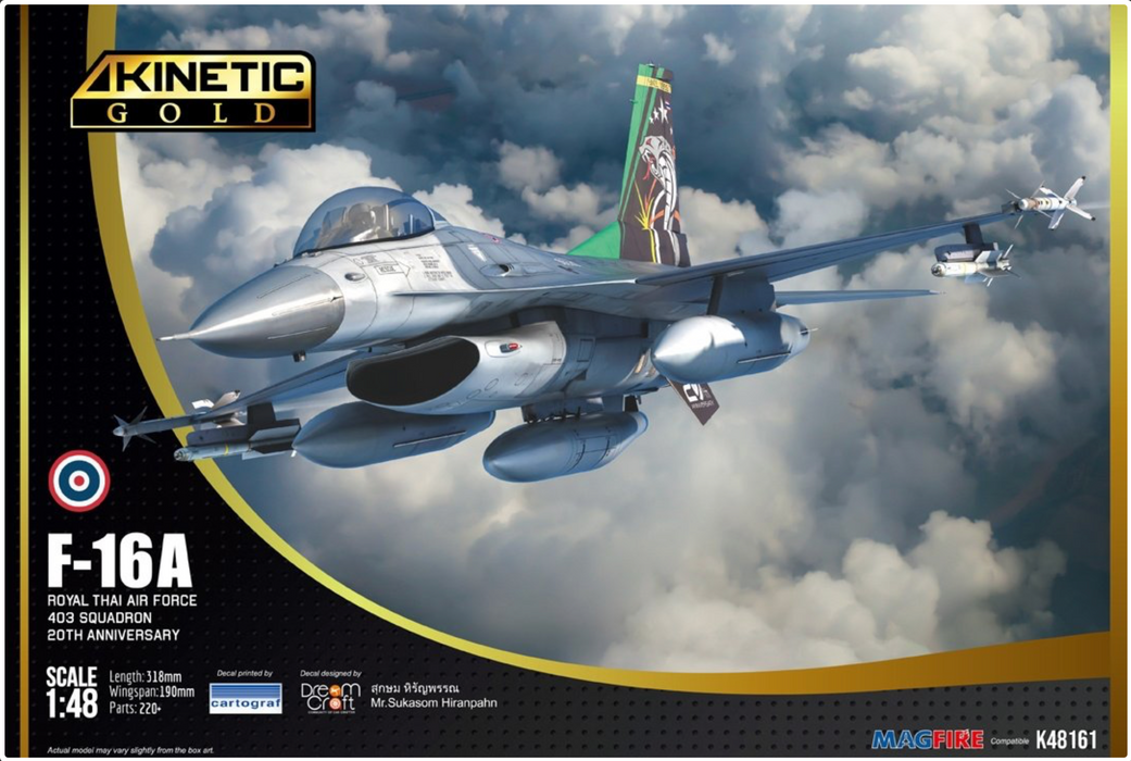 Kinetic 48161 1/48 F-16A eMLU Royal Thai Air Force "Cobra BVR" Model Aircraft Kit