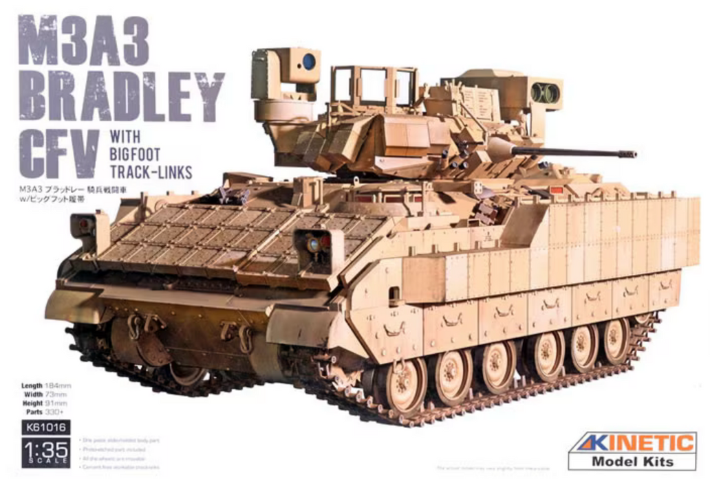 Kinetic 61016 1/35 M3A3 Bradley CFV with Bigfoot Track-links Model Kit