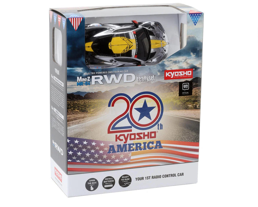 Kyosho 32356CRY Mini-Z RWD MR-04 Readyset Chevrolet Corvette C8.R Chrome Yellow Kyosho America 20th Anniversary