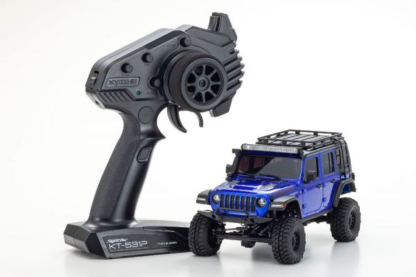 Kyosho 32528MB Mini-Z MX-01 4x4 Readyset Jeep Wrangler Unlimited Rubicon w/Accessory Parts, Ocean Blue Metallic