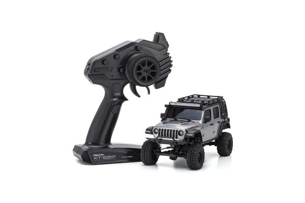 Kyosho 32528S Mini-Z MX-01 4x4 Readyset Jeep Wrangler Unlimited Rubicon with Accessory Parts, Billet Silver