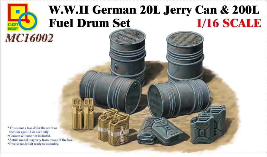 Classy Hobby MC16002 1/16 WWII German 20L Jerry Can & 200L Fuel Drum Set