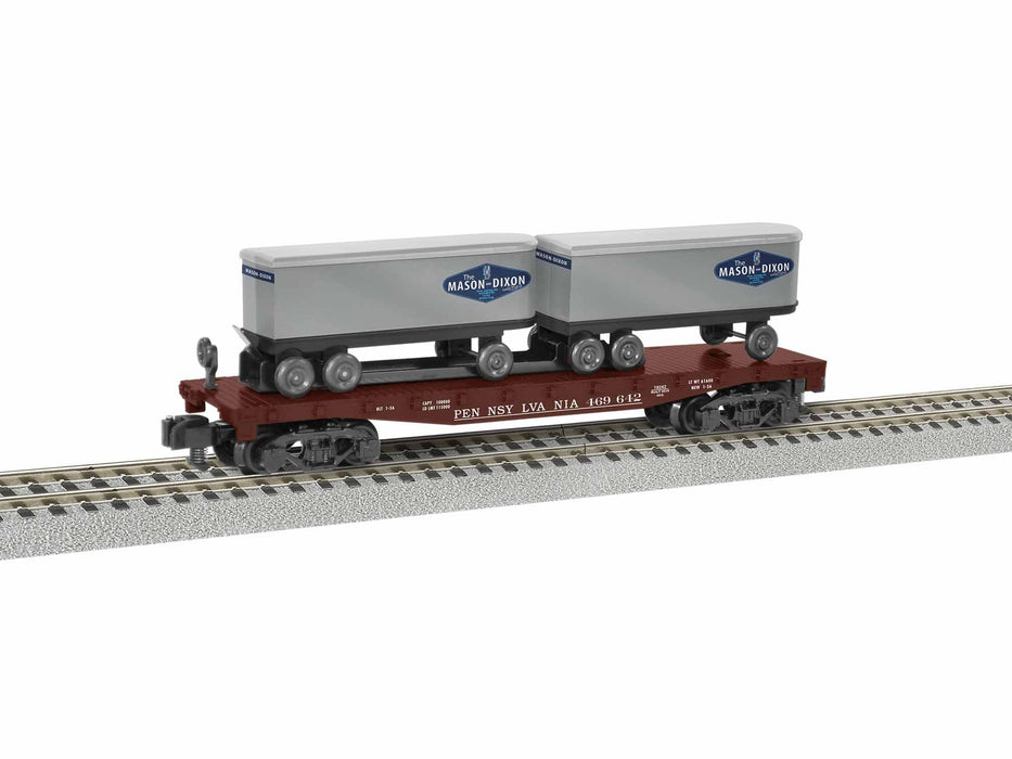 Lionel 1919242 S Gauge American Flyer PRR TOFC Flatcar with Mason Dixon Trailers