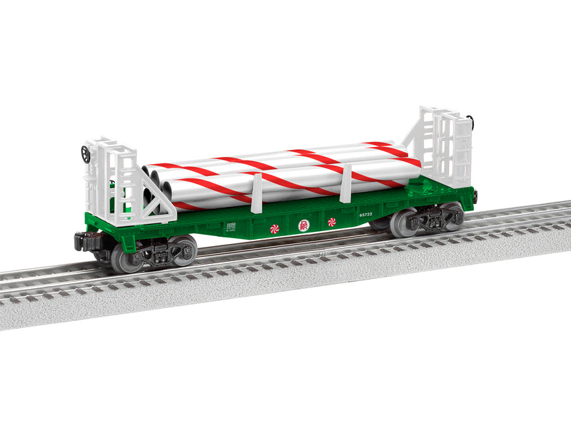 Lionel 2428090 O Gauge Peppermint Railroad Flatcar with Bulkheads