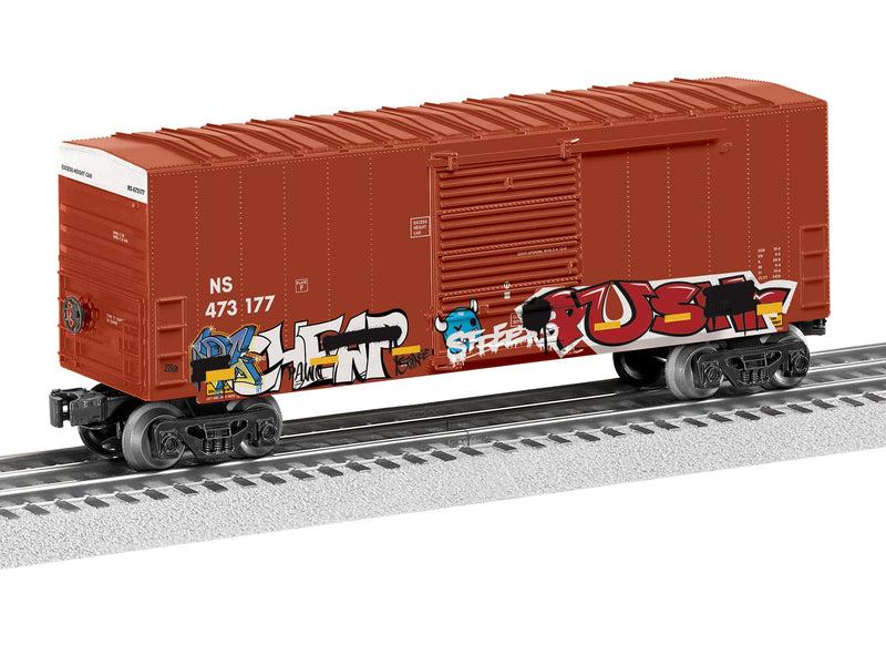 Lionel 2428370 O Gauge High Cube Boxcar with Graffiti Norfolk Southern NS