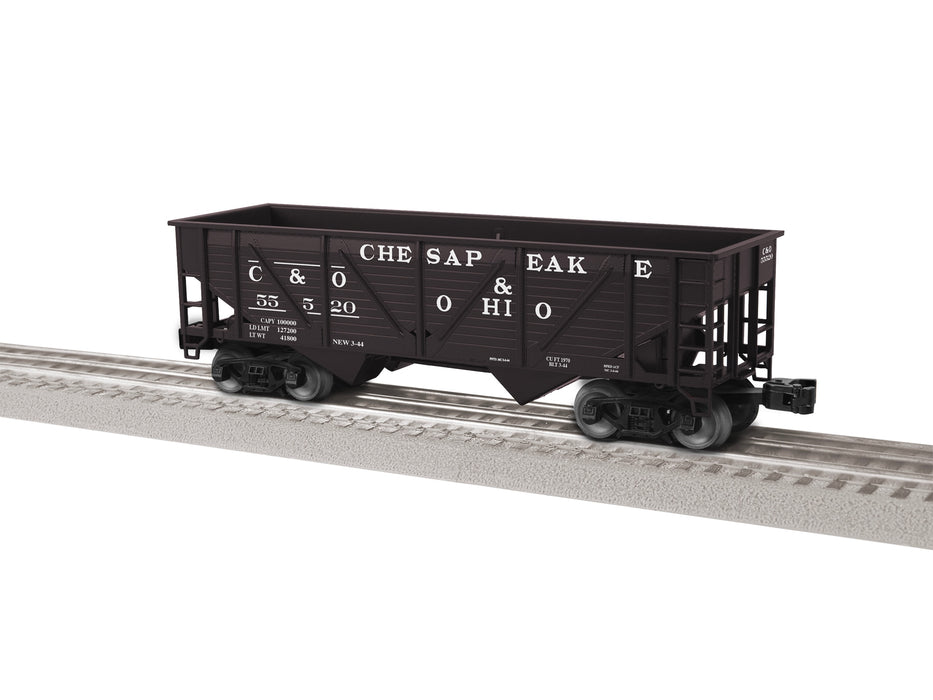 Lionel 2442079 O Gauge 2 Bay Hopper Chesapeake & Ohio C&O 55520