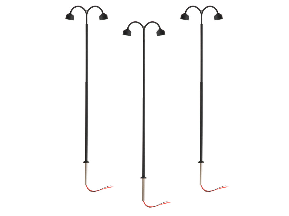 Lionel 2456010 HO Scale LED Double Arm Lamp – Black (3 Pack)