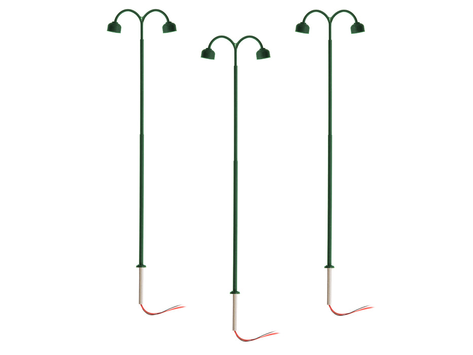 Lionel 2456020 HO Scale LED Double Arm Lamp – Green (3 Pack)