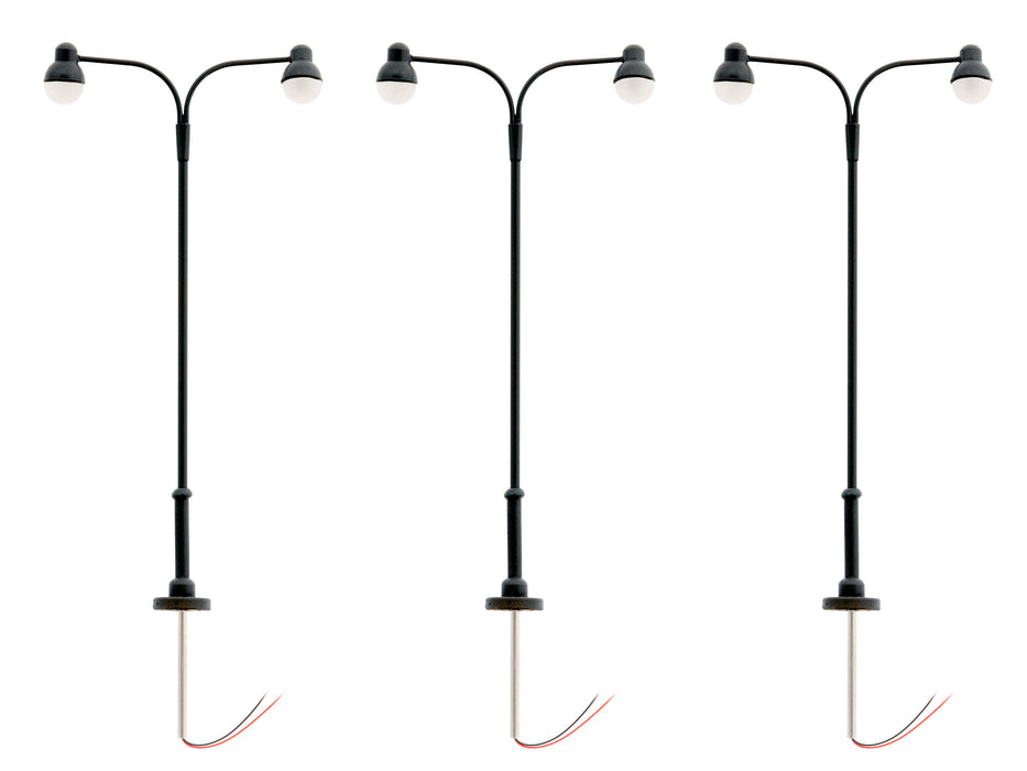 Lionel 2456050 HO Scale LED Double Arm Globe Lights – Black (3 Pack)