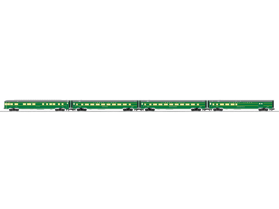 Lionel 2527630 O Gauge Green Postwar Inspired 21" Passenger Car 4 Pack