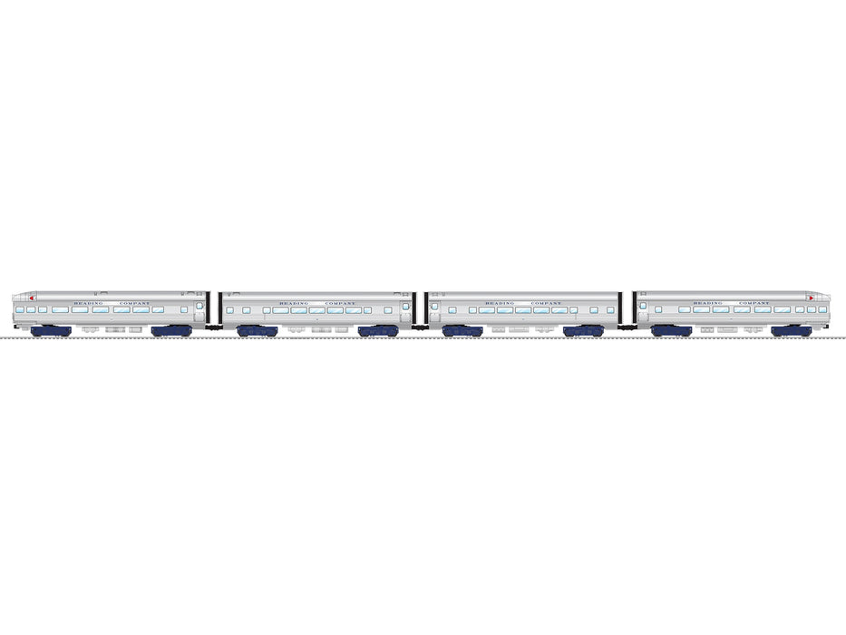 Lionel 2527720 O Gauge 15" Aluminum Passenger Car 4 Pack Reading Crusader