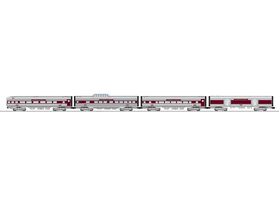 Lionel 2527740 O Gauge 15" Aluminum Passenger Car 4 Pack Southern Pacific