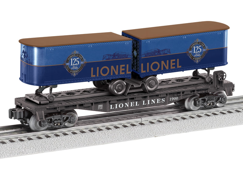 Lionel 2528650 O Gauge 125th Anniversary Flatcar with Piggyback Trailers