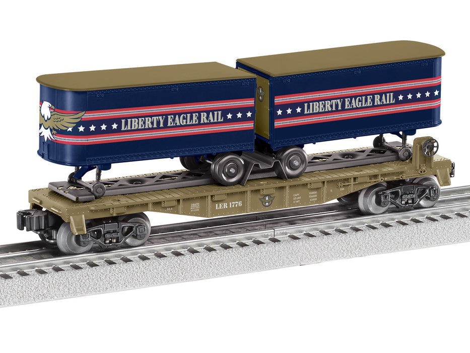 Lionel 2528670 O Gauge Liberty Eagle Rail Flatcar with Piggyback Trailers