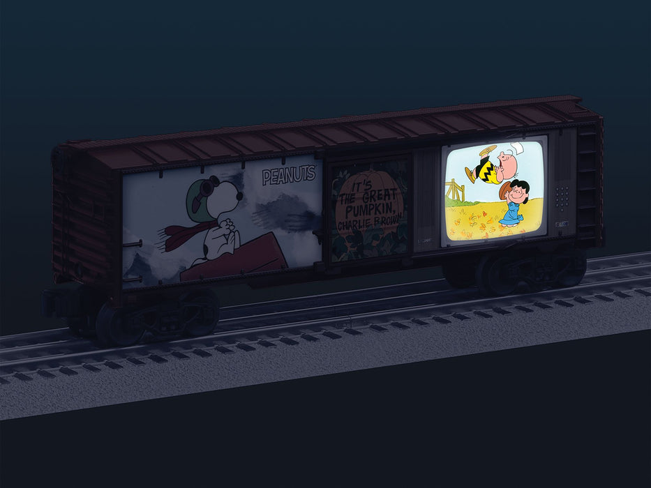 Lionel 2528800 O Gauge PEANUTS "It's The Great Pumpkin Charlie Brown" Illuminated TV Boxcar