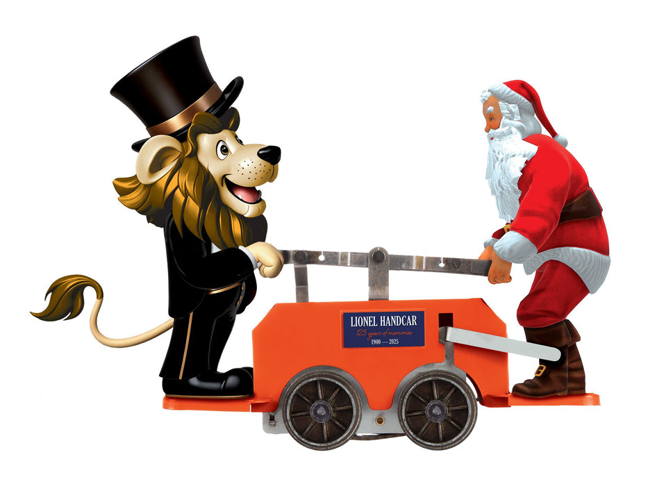 Lionel 2535150 O Gauge Lenny and Santa Handcar - Orange