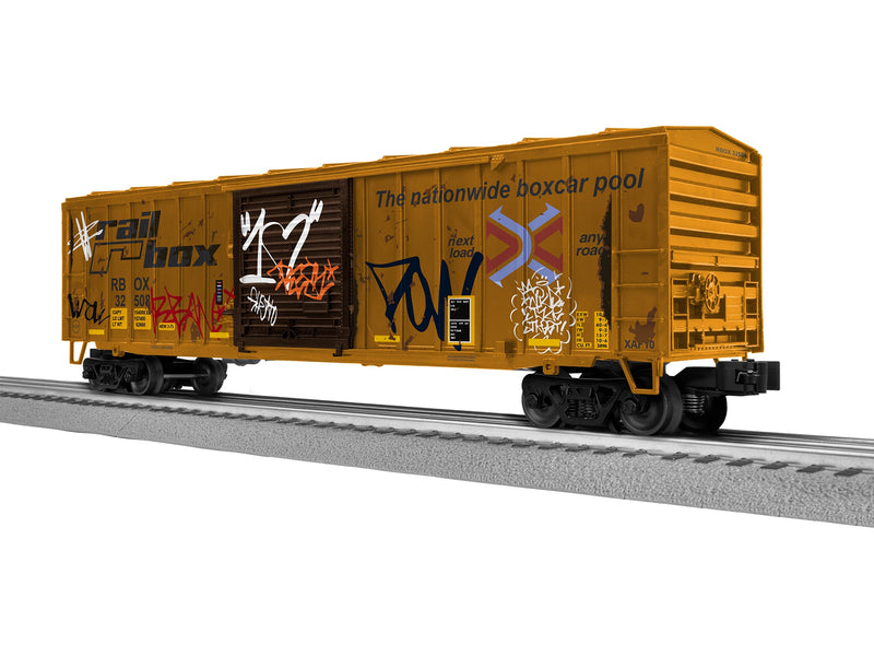 Lionel 2542301 O Scale LionScale ACF 50' Boxcar Railbox RBOX 32508 (Weathered with Graffiti)