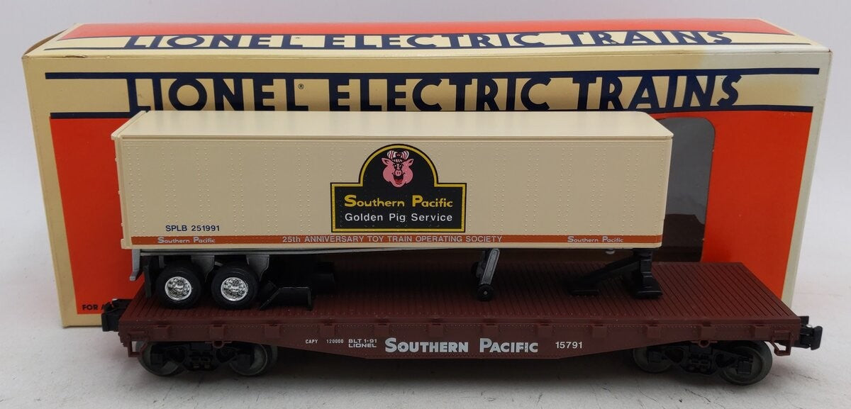 Lionel 6-17889 O Gauge Southern Pacific Flat Car With Trailer (1991 LOTS Convention Car) - NOS