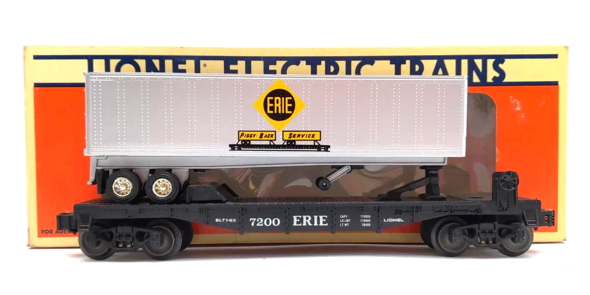 Lionel 6-19415 O Gauge Erie Flat Car With Trailer - NOS