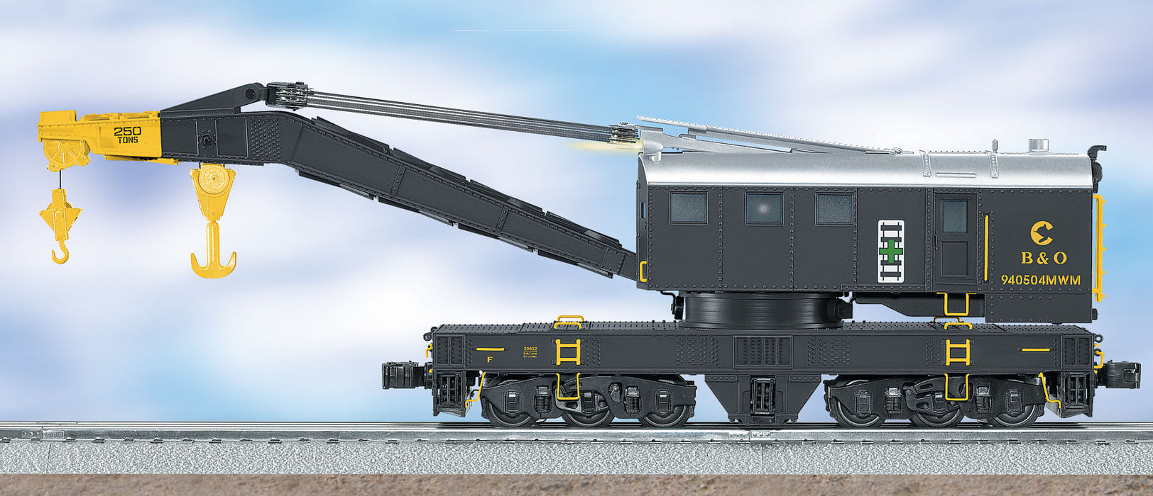 Lionel 6-29832 O Gauge Chessie System Crane Car with TMCC Command Control - NOS