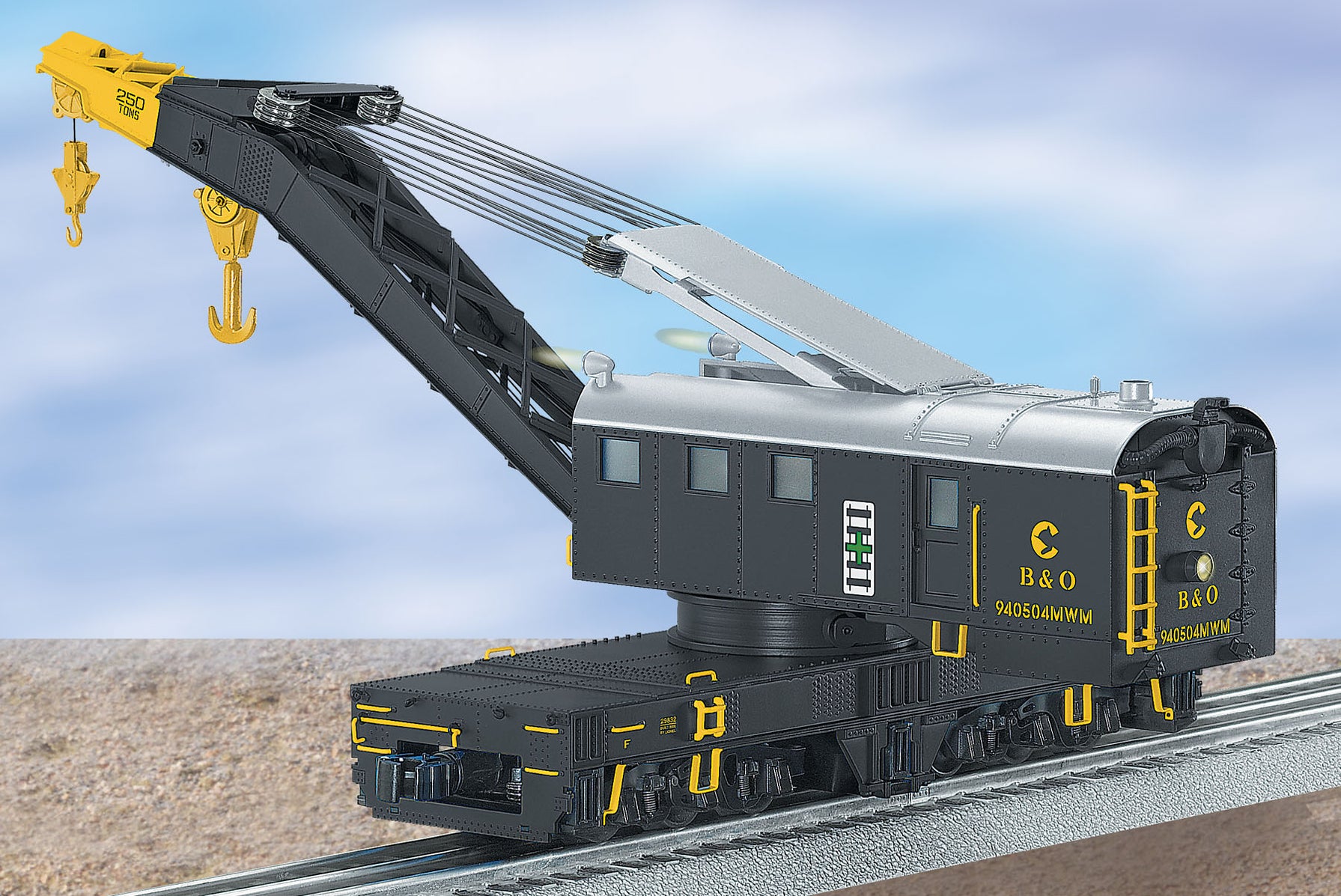 Lionel 6-29832 O Gauge Chessie System Crane Car with TMCC Command Cont ...