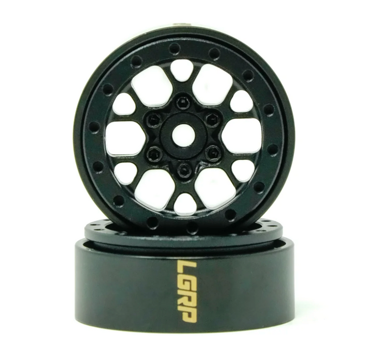 Little Guy Racing Parts LGRP Satin Black Torq Series 1.0" Beadlock Crawler Wheels (4 Pack)