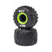 Losi LOS41045 BKT Monster Truck Wheels on Green Beadlock Wheels for Mini LMT 1pr