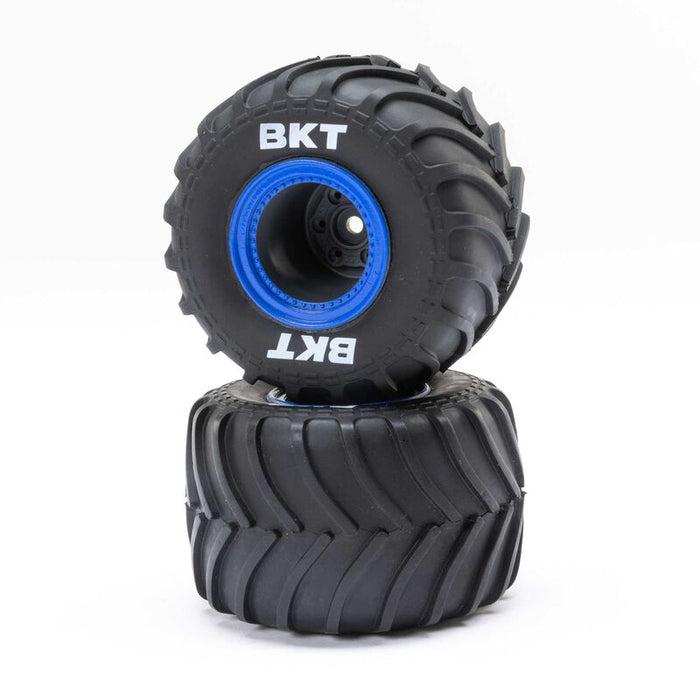 Losi LOS41047 BKT Monster Truck Wheels on Blue Beadlock Wheels for Mini LMT (1 Pair)