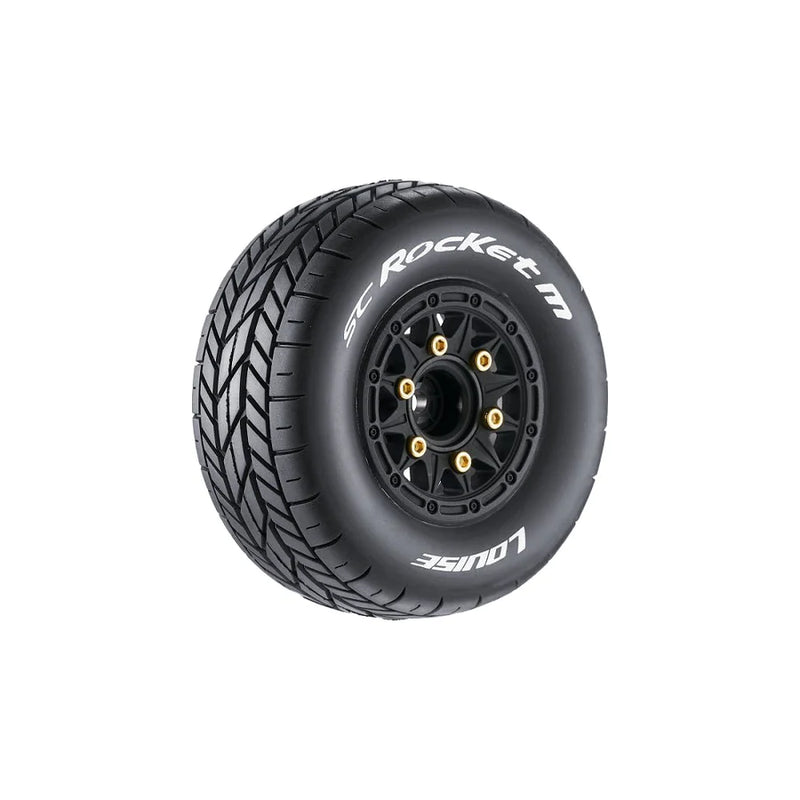 Louise RC 3228SB SC-Rocket M Oval Track 1/10 Short Course Soft Tires on Black Wheels 2 Pack
