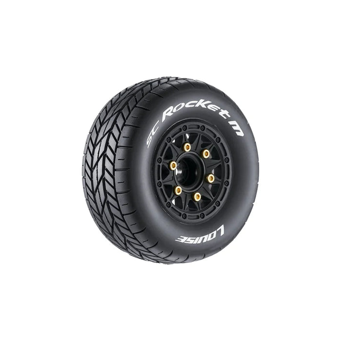 Louise RC 3228SB SC-Rocket M Oval Track 1/10 Short Course Soft Tires on Black Wheels 2 Pack
