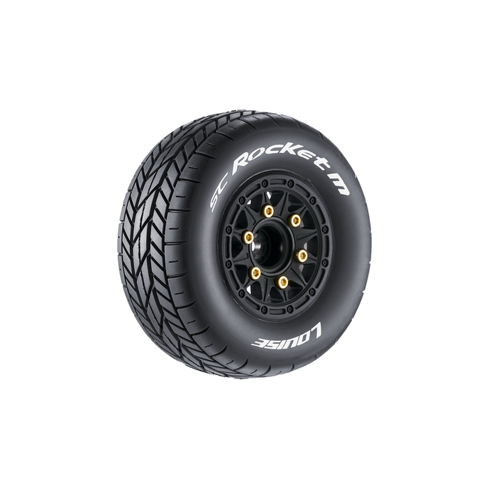 Louise RC 3228VB SC-Rocket M Oval Track 1/10 Short Course Super Soft Tires Black Wheels 2 Pack