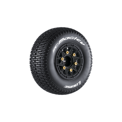 Louise RC L-T3145SB SC-Maglev Soft Tires on Black Rim with Removable Hex for 1/10 Short Course (1 Pair)