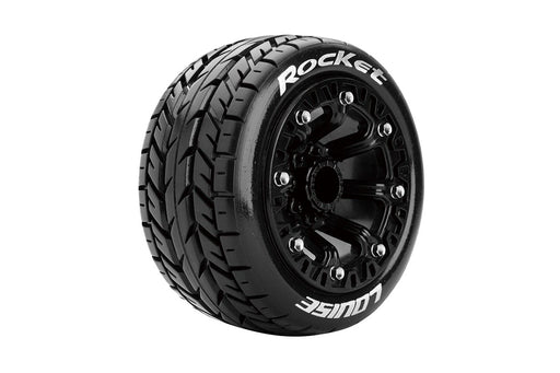 Louise RC L-T3188SB ST-Rocket Soft Tires on Black Rim with Removable Hex for 1/16 Stadium Truck (1 Pair)