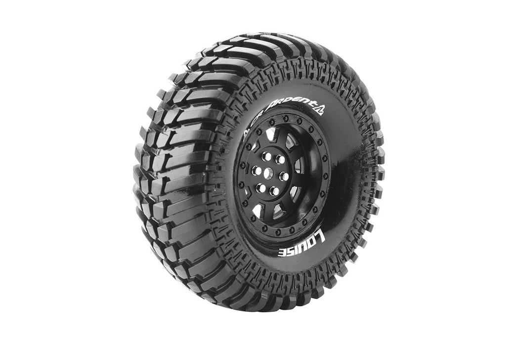 Louise RC L-T3232VB CR-Ardent Super Soft 1.9" Tire Mounted on Black Rim with 12mm Hex for 1/10 Crawlers (1 Pair)