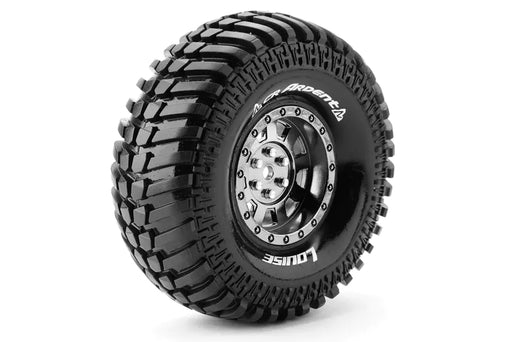 Louise RC L-T3232VBC CR-Ardent Super Soft 1.9" Tire Mounted on Black Chrome Rim with 12mm Hex for 1/10 Crawlers (1 Pair)