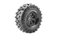 Louise RC L-T3233VB CR-Rowdy Super Soft 1.9" Tire Mounted on Black Rim with 12mm Hex for 1/10 Crawlers (1 Pair)