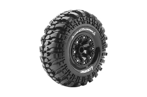Louise RC L-T3236VB CR-Champ Super Soft 2.2" Tire Mounted on Black Rim with 12mm Hex for 1/10 Crawlers (1 Pair)