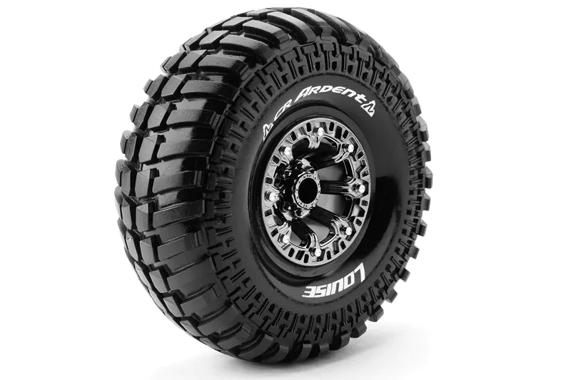 Louise RC L-T3237VBC CR-Ardent Super Soft 2.2" Tire Mounted on Black Chrome Rim with 12mm Hex for 1/10 Crawlers (1 Pair)