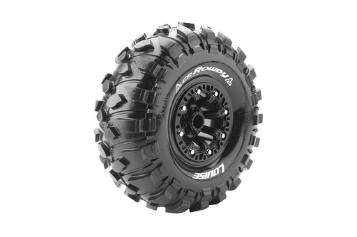 Louise RC L-T3238VB CR-Rowdy Super Soft 2.2" Tire Mounted on Black Rim with 12mm Hex for 1/10 Crawlers (1 Pair)