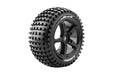Louise RC L-T3251SB T-Rock Tires Mounted on Black Spoke Rim with 0 Offset & 17mm for 1/8 Off-Road Truggy (1 Pair)