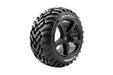 Louise RC L-T3252SB T-Apollo Tires Mounted on Black Spoke Rim with 0 Offset & 17mm for 1/8 Off-Road Truggy (1 Pair)