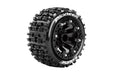 Louise RC L-T3278SB ST-Pioneer Soft 2.2" Tires Mounted on Black Rim with 12mm Hex for 1/16 Stadium Truck (1 Pair)