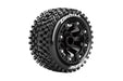 Louise RC L-T3279SB ST-Uphill Soft Tires Mounted on Black Spoke Rim with 12mm Hex for 1/16 Stadium Truck (1 Pair)