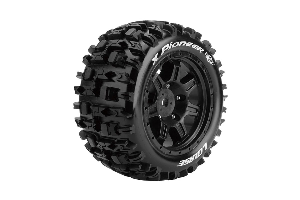 Louise RC L-T3296B MFT X-Pioneer Sport Monster Truck Tires Mounted on Black Rim with 24mm Hex fits TRAXXAS X-MAXX (1 Pair)