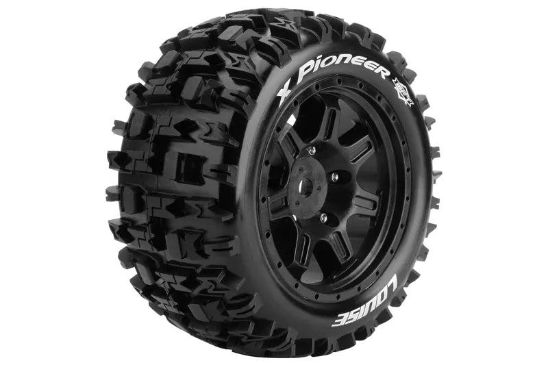 Louise RC L-T3296BM MFT X-Pioneer Sport Monster Truck Tires Mounted on Black Rim with 24mm Hex fits Arrma Kraton 8S (1 Pair)