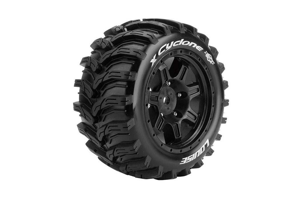 Louise RC L-T3298BM MFT X-Cyclone Sport Monster Truck Tires Mounted on Black Rim with 24mm Hex fits Arrma Kraton 8S (1 Pair)