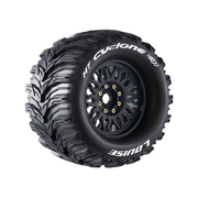 Louise RC L-T3323X MFT MT-Cyclone Sport Tires with 0 & 1/2 Offset and 17mm Hex Mounted on Black Rims for 1/8 Monster Truck (1 Pair)